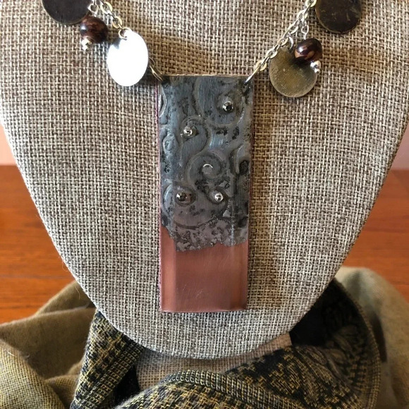 Handmade Copper Swirl Stamped Necklace - Picture 2 of 3